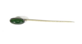 Antique Silver Jade Head Pin Stickpin