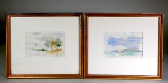 Pair Signed Landscape Watercolors