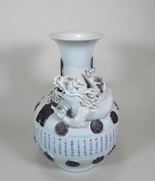 Large Qianlong Blue White Porcelain Dragon Vase