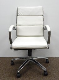 White Leather Swivel Desk Chair