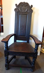 Tall Victorian Oak Hall Chair