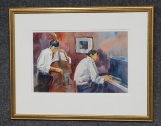 Evald (AL) ALBREKTSON (b.1919) ' After Hours' Watercolor Of Musicians