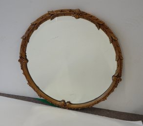 Vintage Gold Painted Round Mirror