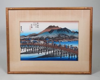 Utagawa Hiroshige (1797 - 1858) ' Great Sanjo Bridge, Kyoto' Woodblock