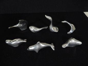 Set 7 Hoselton  Aluminum Seal Goose Fish Sculptures- All Signed