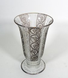 Amazing Art Deco Secessionist Vase With Silver Overlay