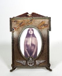 Cast Iron WWI Picture Frame With Photo Of Josephine Earp
