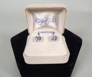 Pair Of Sterling Silver Clip Earrings With Cubic Zirconia