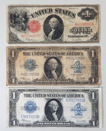 US Paper Money Lot: 1917 $1 Legal Tender, 1923 $1 Silver Certificates
