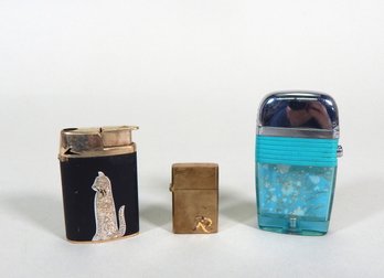 Lot 3 Vintage Cigarette Lighters: Ronson, Script