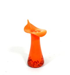 Vintage Czech Orange & Brown Spatter Art Glass Vase Jack-in-the-Pulpit