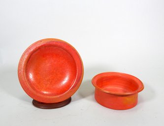 Vintage Denmark Hand Made Red Pottery Bowl Set