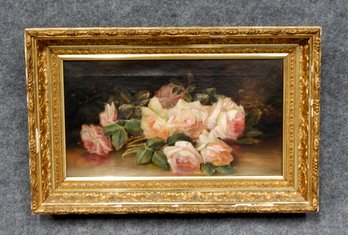 Antique 19th Century Oil Painting Of ROSES