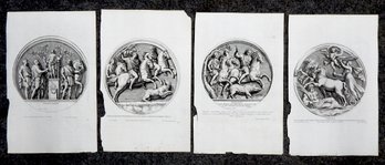 Set 4 Jacobus De Rubeis (1626-1691) Original Engravings Hunting/ Battle Scenes