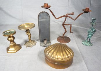 Lot Of Candle Holders, Metal Items