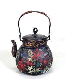 Vintage Hand Painted Copper Tea Kettle