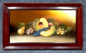Antique 19th Century Fruit Still Live Signed Pastel Painting