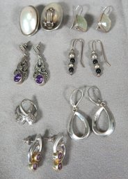 Lot Of Sterling Silver Earrings, 55.6 Grams