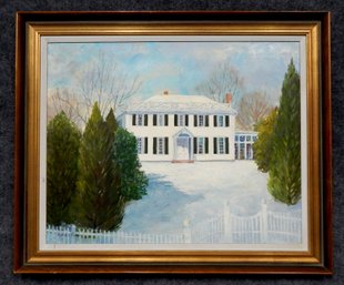 Clifford William Thurber (1904 - 1980) House In Winter Oil Painting