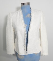 Women's Theory Lindrayia Spring Tweed Fringe Blazer Size 4