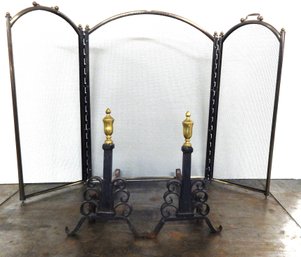 Fireplace Screen & Andirons