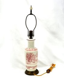 Antique English Transferware Boudoir Lamp VILLAGE PENSHURST Pottery