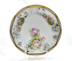 Vintage Shabby Roses Display Platter PK Silesia Hand Painted Porcelain