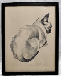 Vintage Cat Etching  - Signed