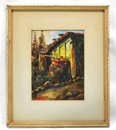 Vintage HILF 1948 House With Hand Water Pump Watercolor Painting