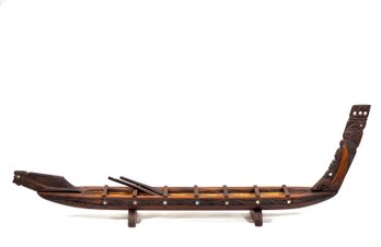 Vintage Maori War Canoe Model Waka Taua 35'