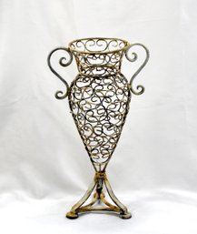 Antique French Wrought Iron Vase Stand Garden Urn
