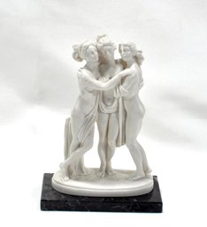 Three Graces - Small Vintage G. Ruggeri Italy Figurine On Marble Base