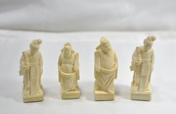 Set 4 Vintage Asian Carved Figures