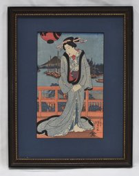 Utagawa Kunisada (1786-1865) Courtesan On Balcony Woodblock Print
