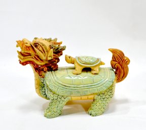 Vintage Asian Dragon Turtle Feng Shui Symbol With A Baby Tortoise On Its Back