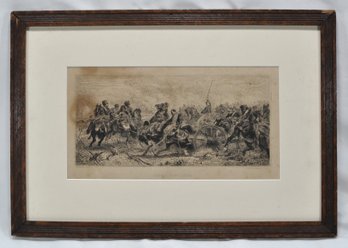Ludwig Friedrich (Dresden 1827-1916) Battle Scene Original Etching