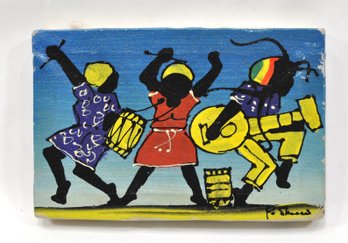 Small Vintage  Oil Painting People Dancing- Signed