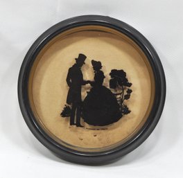 C & A RICHARDS Silhouette Reverse Painted Glass Shadow Box Couple