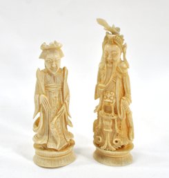 Pair Antique Asian Okimono Figurines