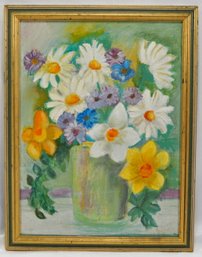 Vintage Oil Painting Flower Bouquet - Signed
