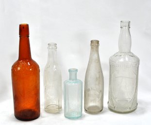 Lot 5 Antique Collectable Glass Bottles