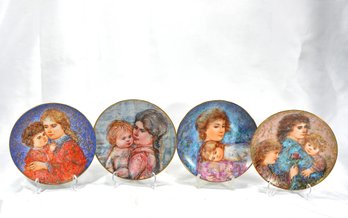 Set Of 4 Mothers Day Limited Edition Collectible Plates By Edwin M. Knowles For Edna Hibel, 1986