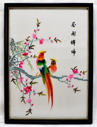 Vintage Chinese Silk Embroidery Of Birds