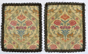 Pair Antique Tapestry Small Table Toppers