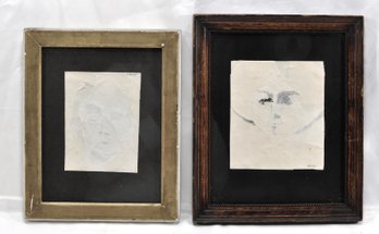 Sally Smart Pair Signed Abstract Portraits Collage