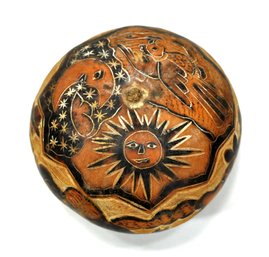 Vintage Hand Carved Gourd Art Rattle