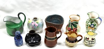 Collection Of Small Pottery: Creamers, Vases