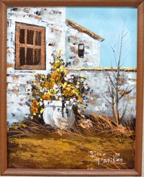 V. MITON - Flower Pot Small Oil Painting