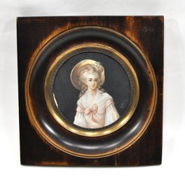 Antique Caffali Miniature Portrait Of Woman