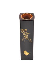 Vintage Japanese Lacquer And Gild Square Flower Vase